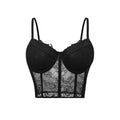 Sexy Black Semi Transparent Bra Mesh Push Up Bralet Women's Tube Top Corset Bustier Vest Club Party Crop Top Elegant Lingerie HIP Black S