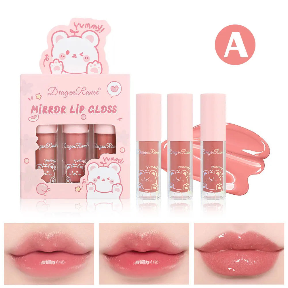 Dragon Ranee 3-Pc Mirror Lip Gloss Set | Pearl Shimmer Glaze Mirror Lip Gloss Set HIP DR77 A 1.6gx3pcs