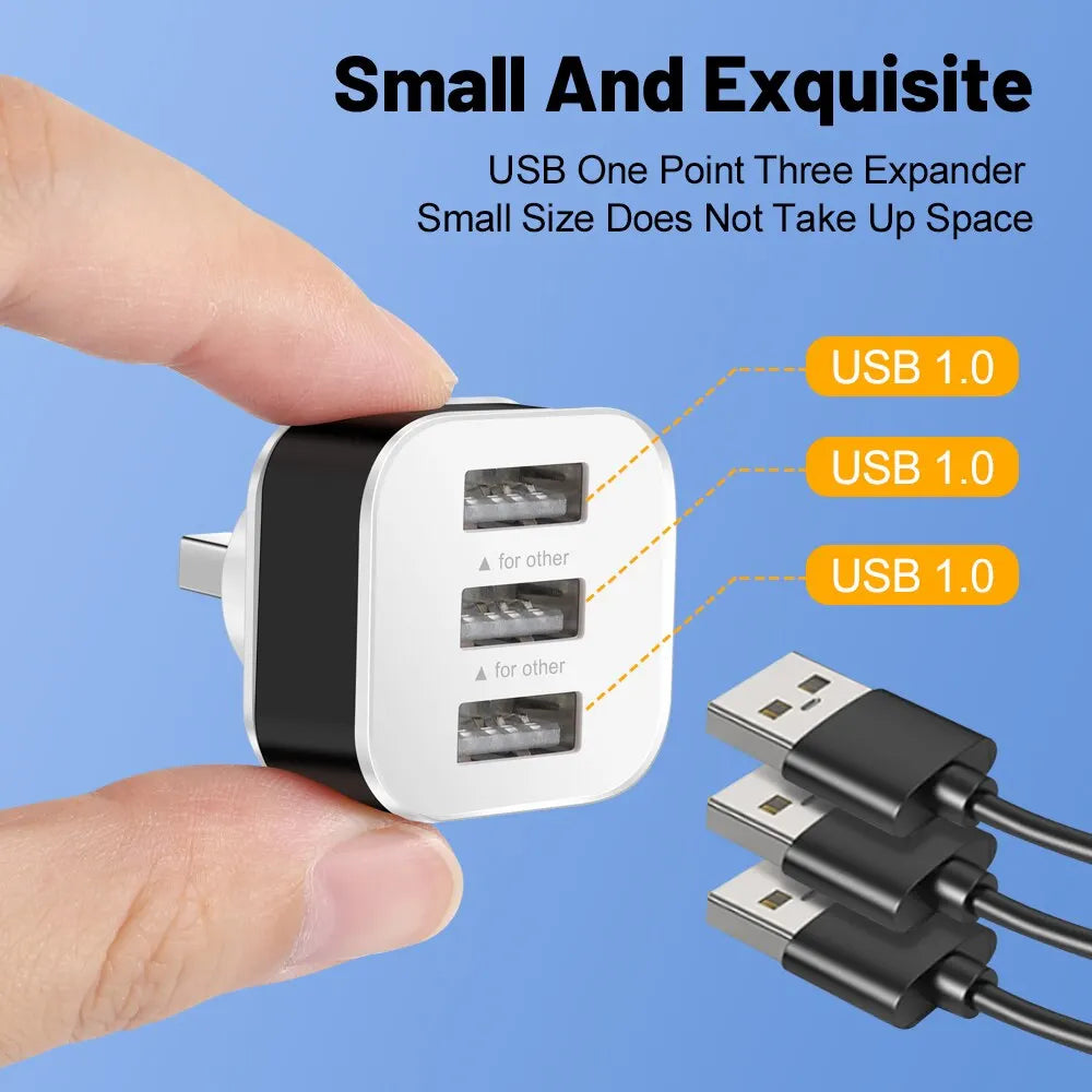 3-Port USB Splitter Hub – Car, Laptop & Tablet Adapter USB Hub Splitter HIP