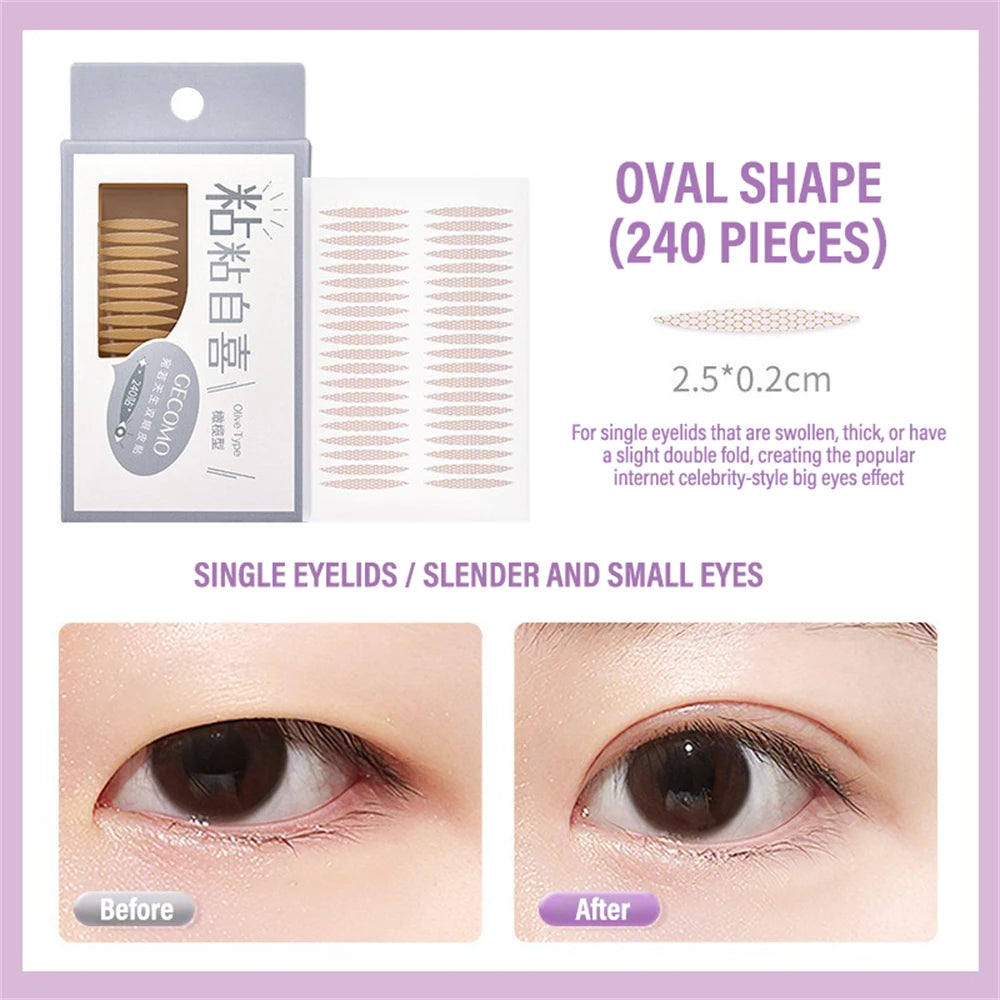 240 PCS Double Eyelid Stickers Natural Invisible And Long-lasting Shaping Big Eye Beauty Tapes For Single Eyelid Person Tools HIP 04Olive