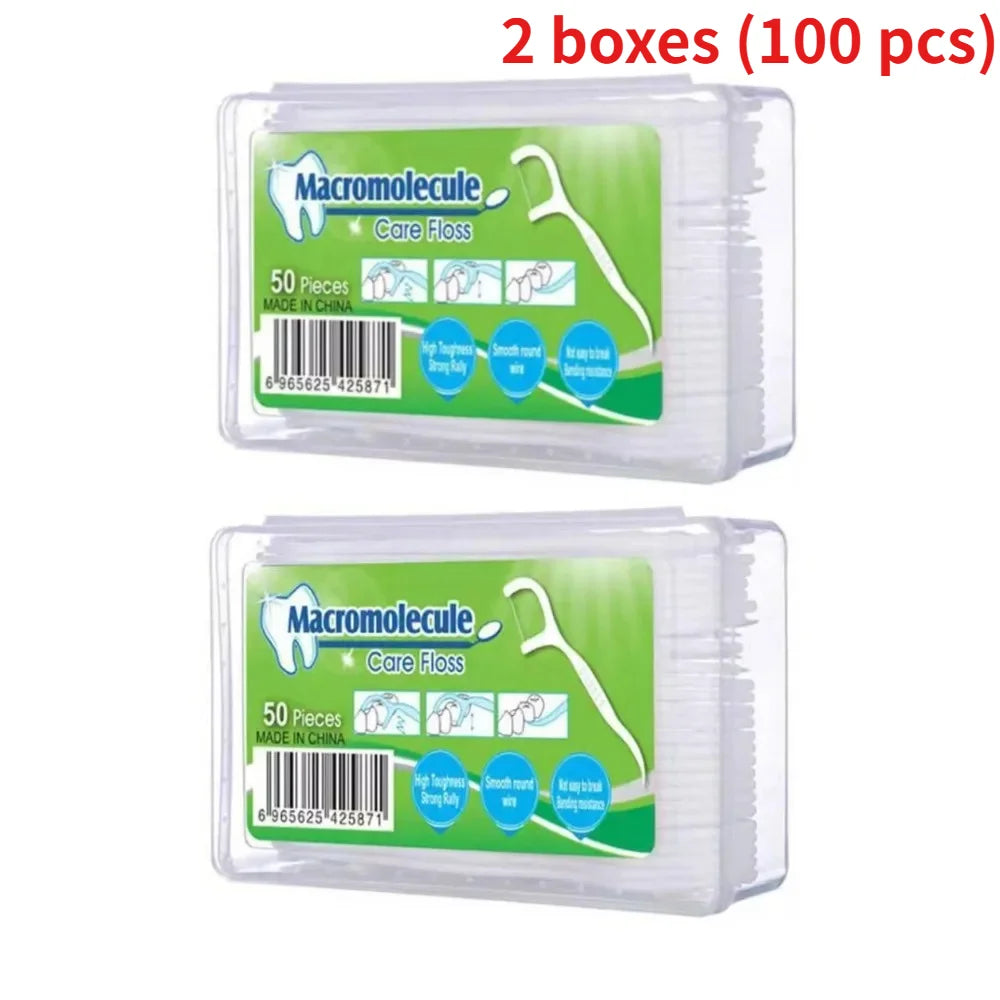 RUZOFO Disposable Dental Floss Picks – 50 Pcs/Box, 1–5 Boxes Dental Floss Picks HIP C609-2box