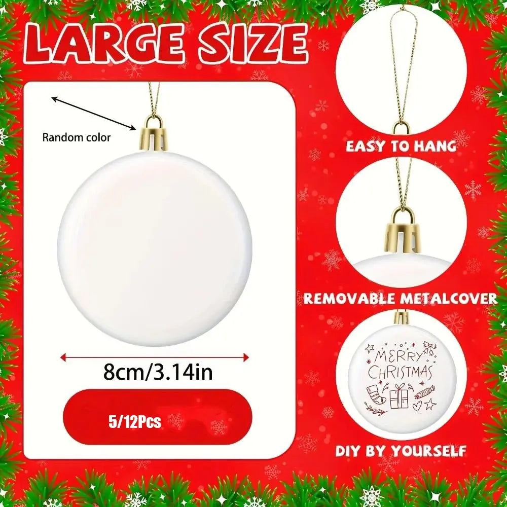 DIY Blank White Christmas Ball Ornaments with Gold Loop 5/12pk DIY Christmas Ornaments HIP