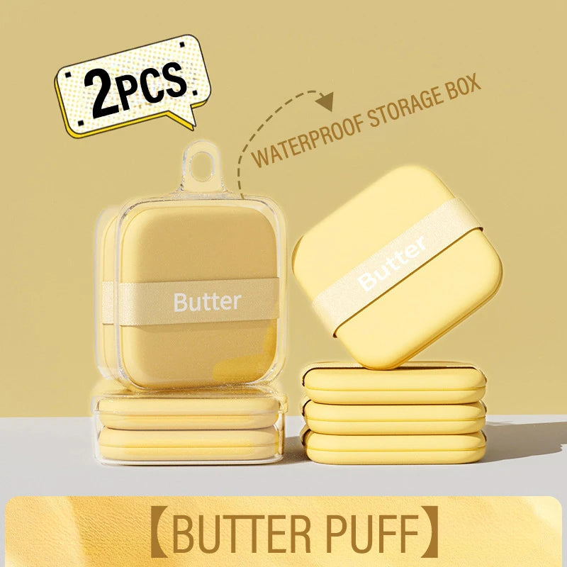 Butter Puff Air Cushion Biscuit Super Soft Becomes Bigger When Encountering Water Liquid Foundation Makeup Tool Is Double-sided HIP 2Pcs With Box