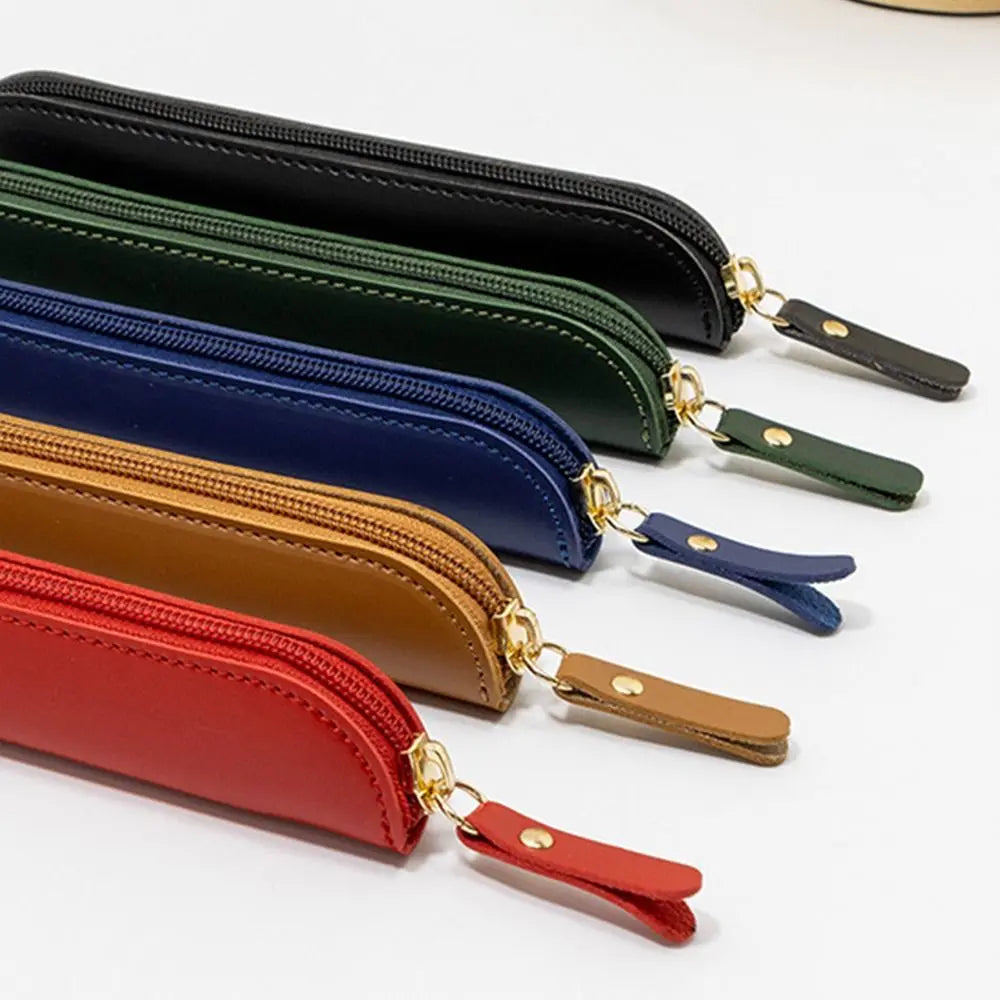 PU Leather Pen Pouch – Waterproof Curved Zipper Pencil Bag Pencil Case HIP