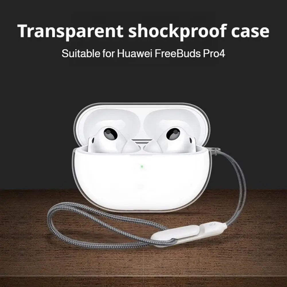 Crystal Clear Soft TPU Case For Huawei FreeBuds Pro 5 Anti-drop Protective Cover With Lanyard Shockproof Transparent Earphone Sh HIP