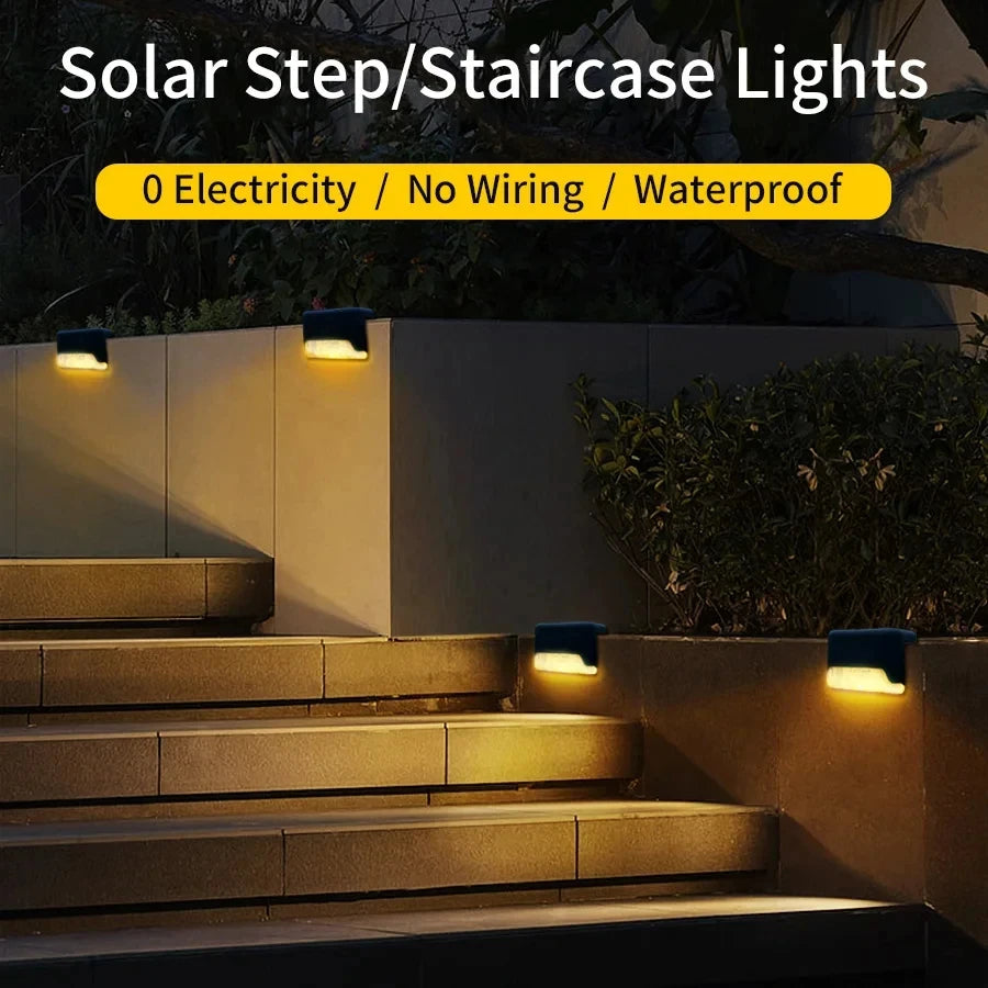 1/2/4PCS Solar Deck Lights Outdoor Step Fence Lights Waterproof Solar Lamp for Railing Stairs Pathway Garden Light Decoration HIP