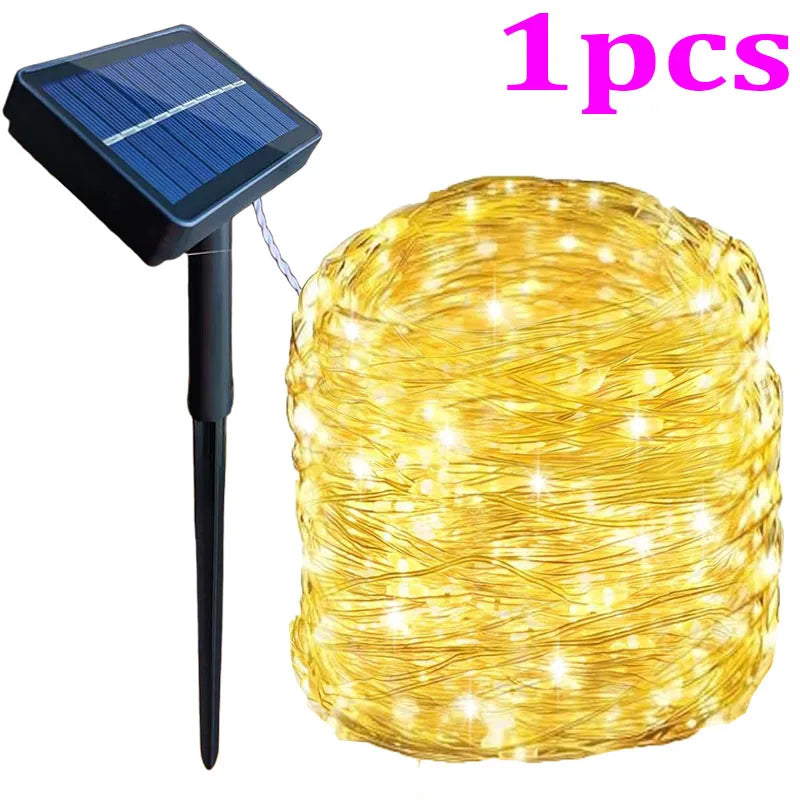 300 LED Solar String Lights – IP65 Waterproof, 8 Modes Solar String Lights HIP warm 1pcs None 100LEDS 12m