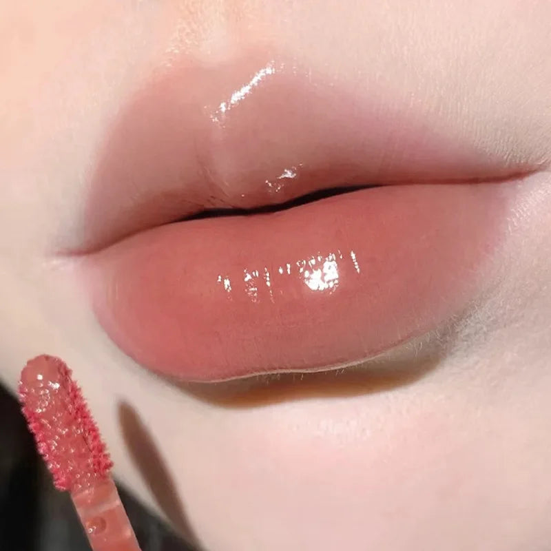 New Jelly Mirror Lip Glaze Transparent Water Glossy Lipgloss Mocha Brown Liquid Lipstick Moisturizing Lasting Red Lip Tint Stain HIP 01