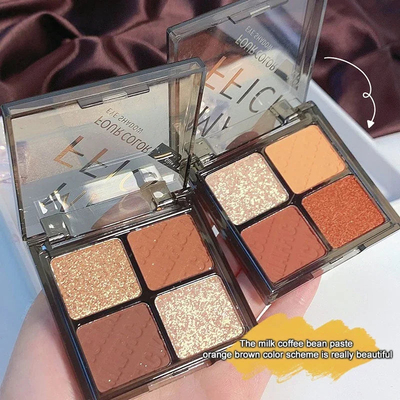 4 Color Eyeshadow Palette Matte Glitter Pearlescent Everyday Eye Makeup Shadow Pigmented Powder Palletes Beauty Ladies Cosmetics HIP