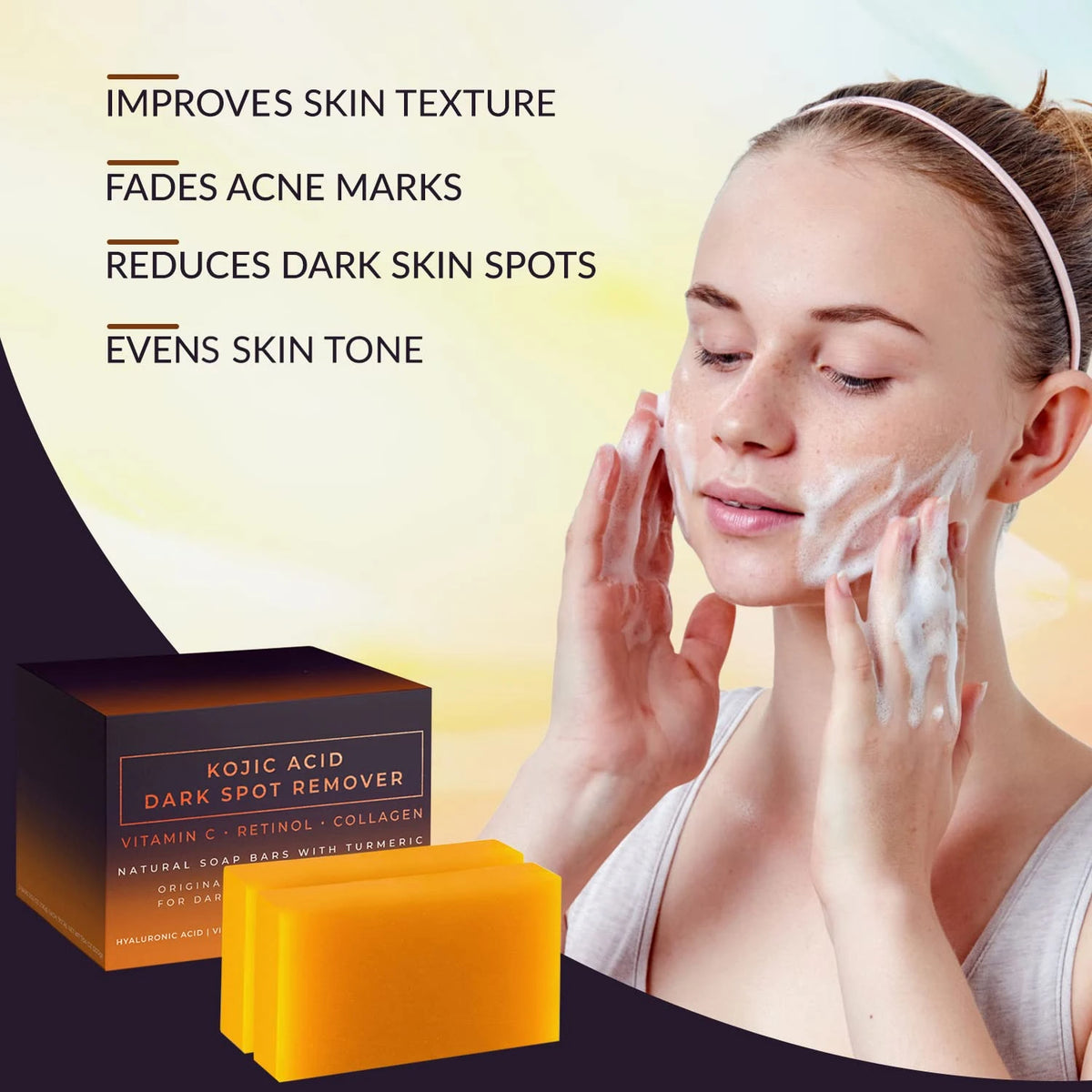 Kojic Acid Brightening Whitening Soap – Dark Spot & Glow Brightening Cleansing Soap HIP