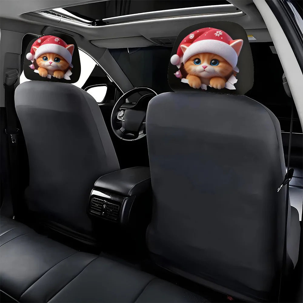 2-Pack Christmas Cat Car Headrest Covers – Festive Décor Car Headrest Covers HIP