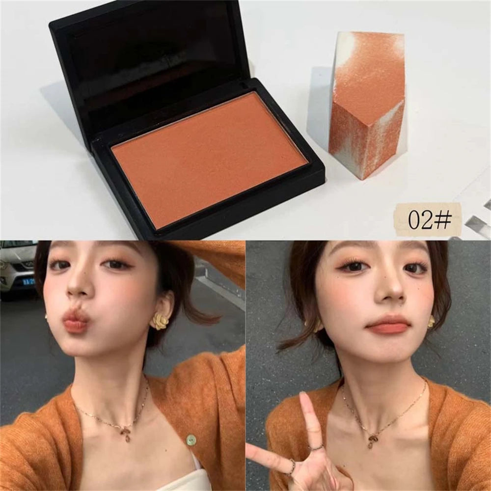 Monochrome Matte Blusher Palette Soft Silky Cheek Natural Facial Rouge Plate Lasting Nude Low Saturation Powder Blusher Disk HIP 02