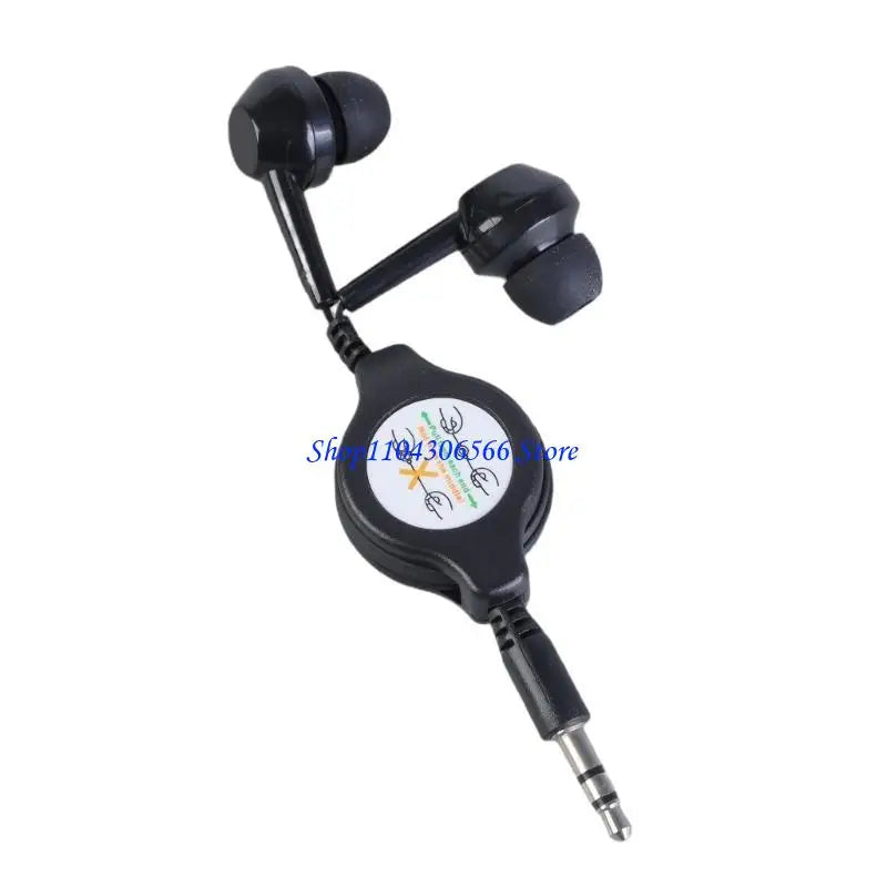 3.5mm Retractable In-Ear Earphones – Universal Aux Headphones Retractable Earphones HIP Black CN