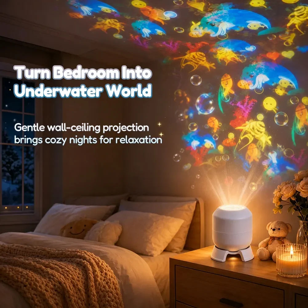 For Bedroom Use USB LED Ocean Car Rabbit Projector Colorful Rotating Atmosphere Night Light HIP