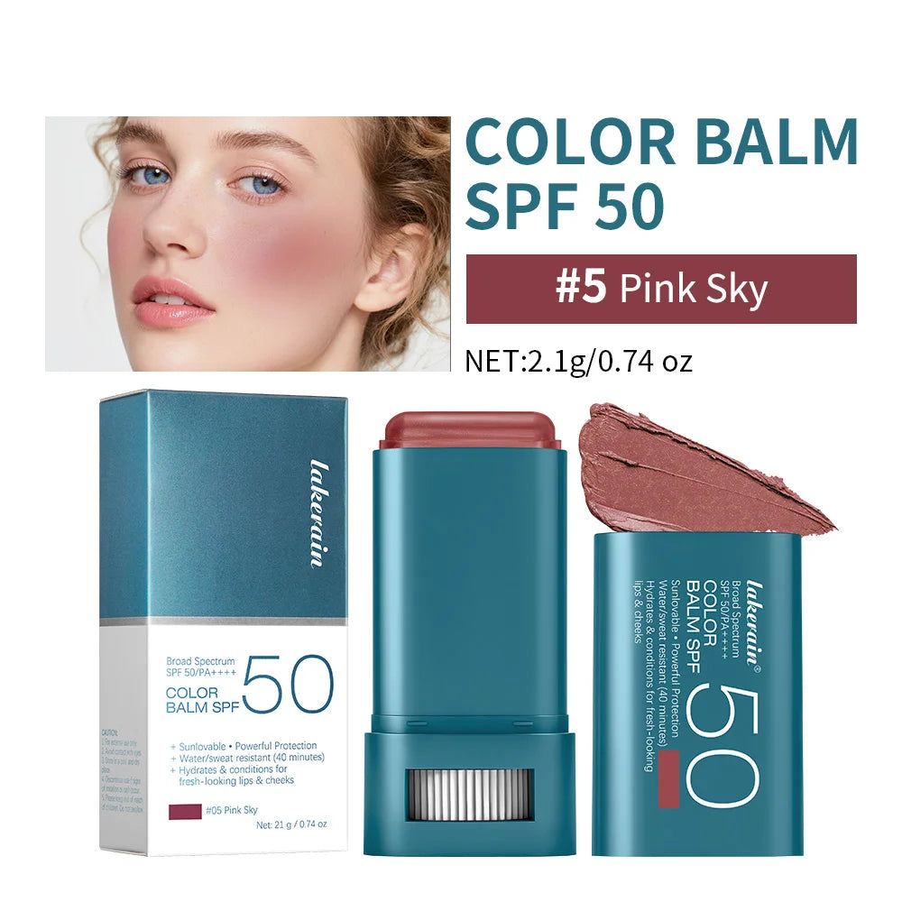 8 Color Balm SPF 50 Mineral Sun Lip & Cheek Tint Hydrating Water Resistant Long Lasting Buildable Blush Natural Makeup HIP 05 Pink Sky