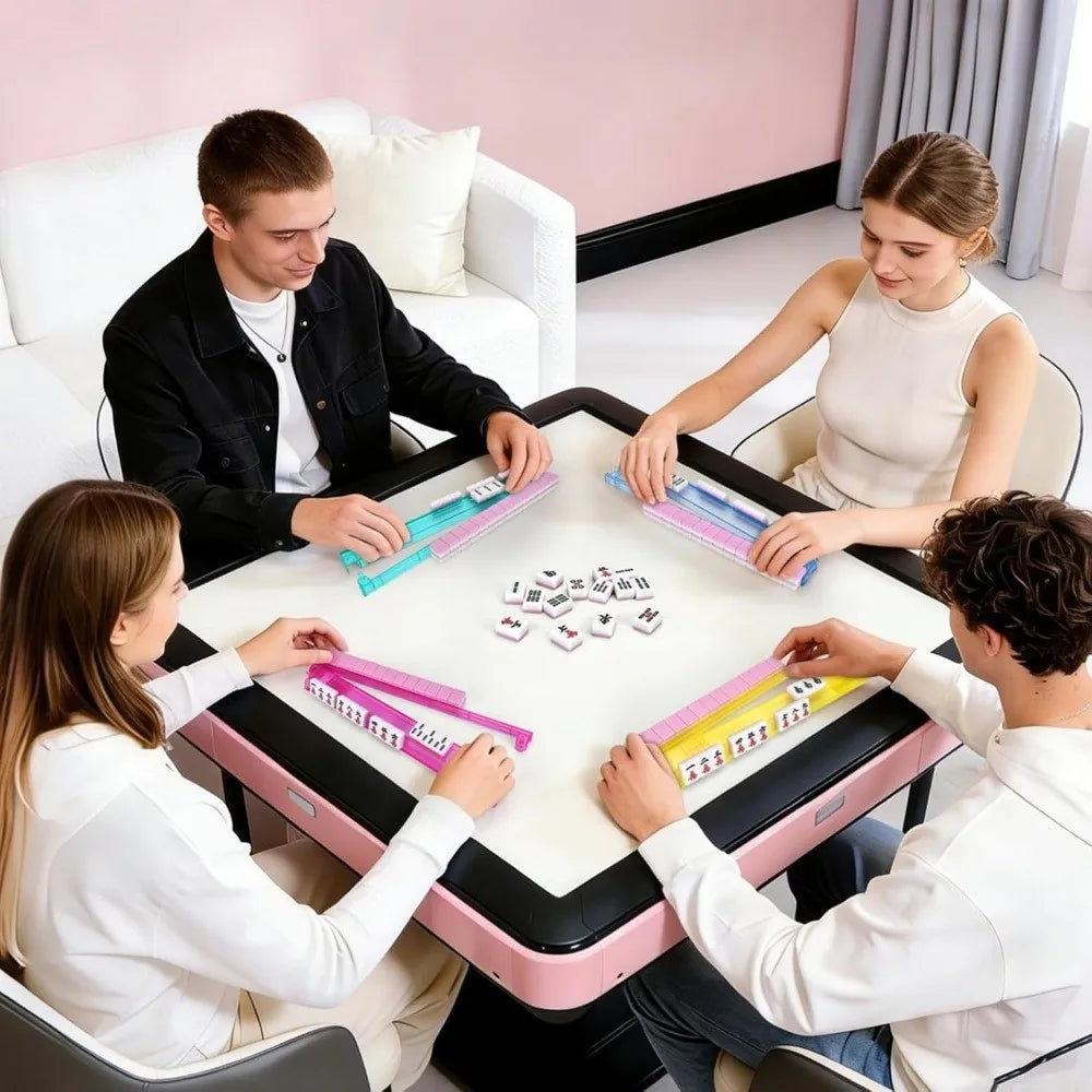 Crystal Clear Non-Slip Mahjong Tile Rack with Pusher Ruler Mahjong Tile Rack HIP