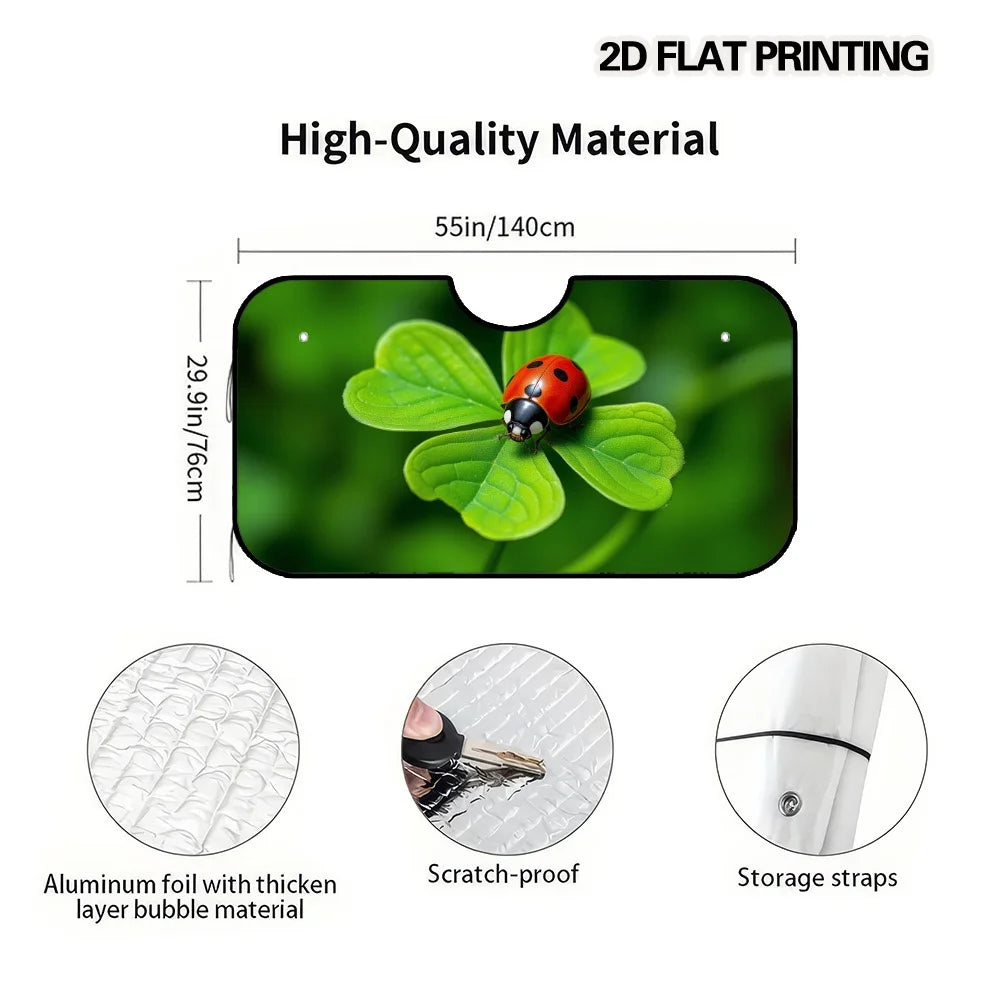 Ladybug Clover Car Windshield Sunshade – Universal Fit Car Windshield Sunshade HIP