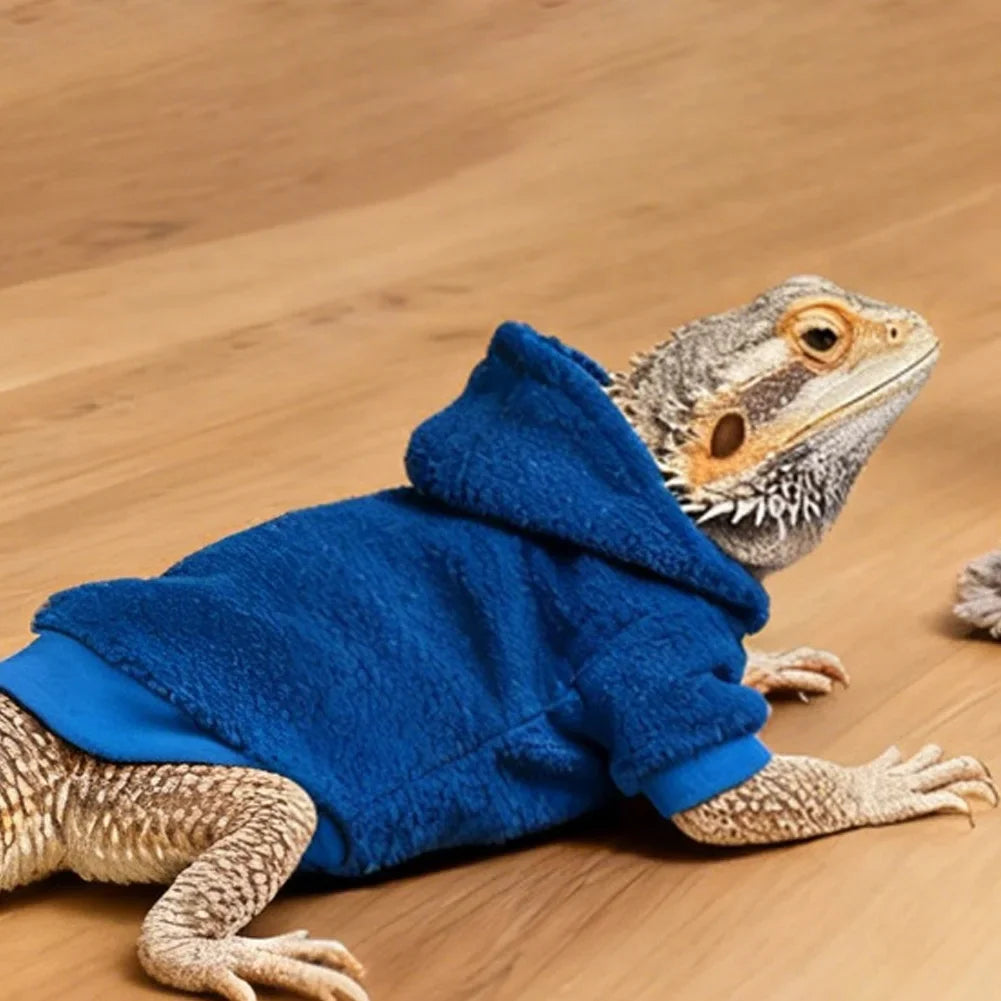 Warm Pet Sweater Hoodie Coat Apparel For Bearded Dragons Lizards Reptiles Chameleons Geckos Hamster Small Animals Photo Prop HIP Navy Blue