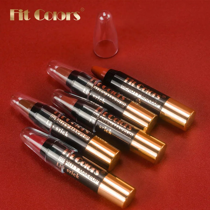 Mirror Brown Lipstick Pencil Moisturizing Waterproof Lasting Lipstick Crayon High Pigments Non-Stick Cup Lip Tint Pen Cosmetics HIP