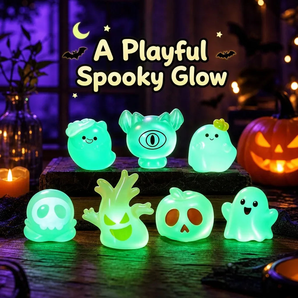 Halloween Decoration Ghost Statues Glow in Dark Micro Landscape Cartoon Ghost Pumpkin Luminous Halloween Festival Decoration HIP