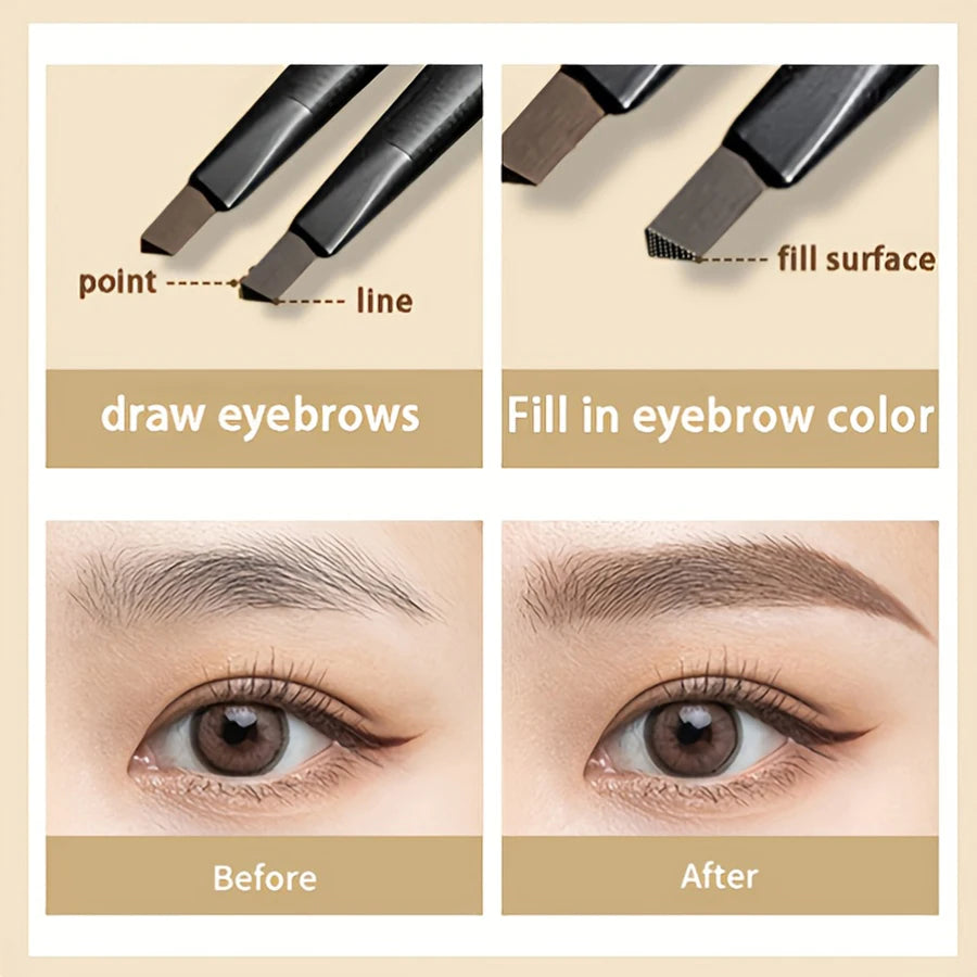 Waterproof Matte Eyebrow Pen Makeup Double Head Lasting Brown Non-Smudged Eye Brow Pencil Tint with Brush Cosmetics HIP