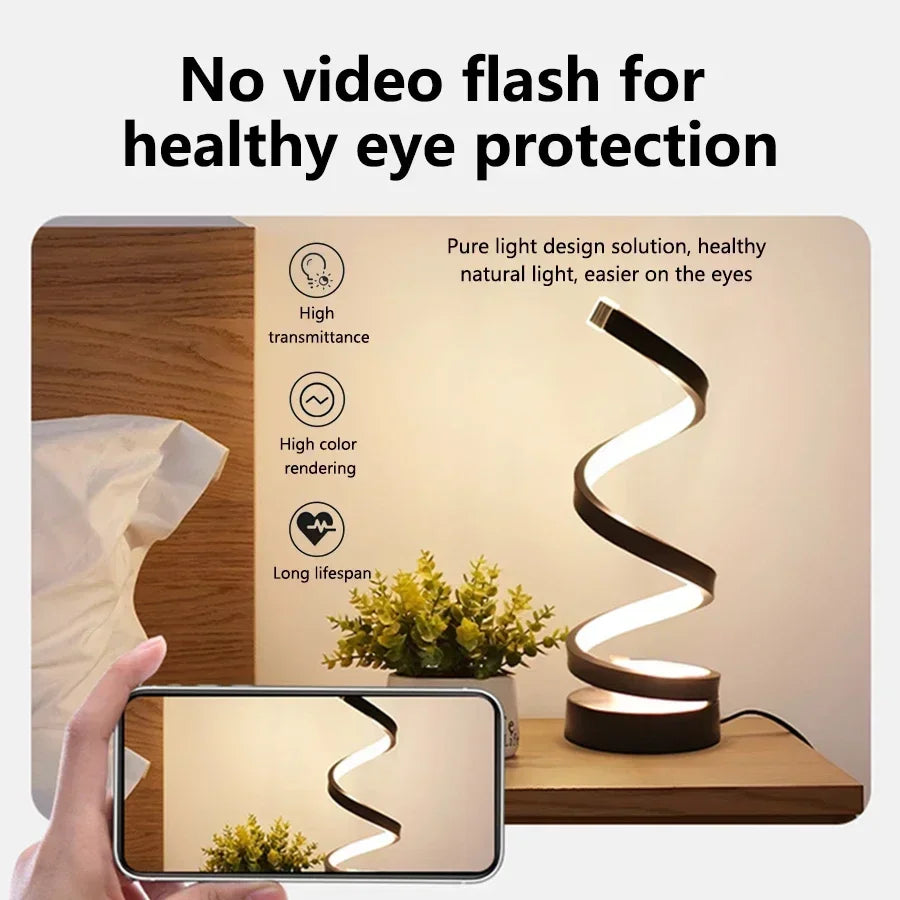 Modern Minimalist Spiral LED Table Lamp Bedside Night Light 3 Color Dimmable Desk Lamp For Bar Cafe Bedroom Living Room Lighting HIP