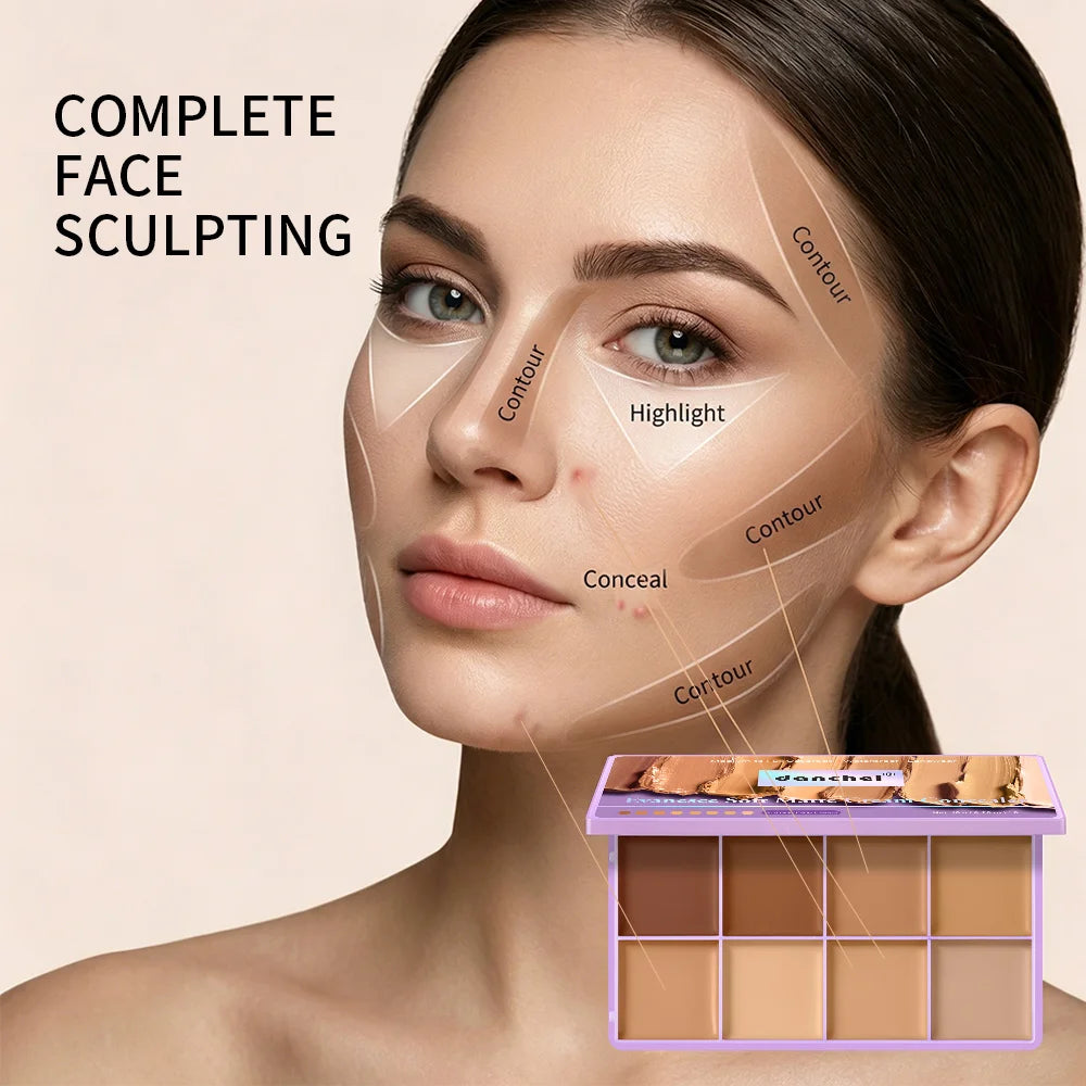 8 Shade Soft Matte Cream Concealer Palette Full Coverage Fade Dark Circles Blemishes Waterproof Long Lasting Oil Control Makeup HIP