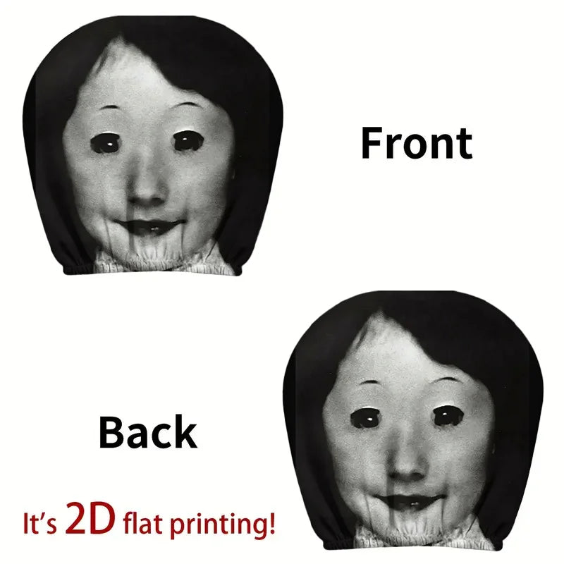 2-Pack Funny Grimacing Car Seat Headrest Covers | Universal Car Seat Cover HIP black