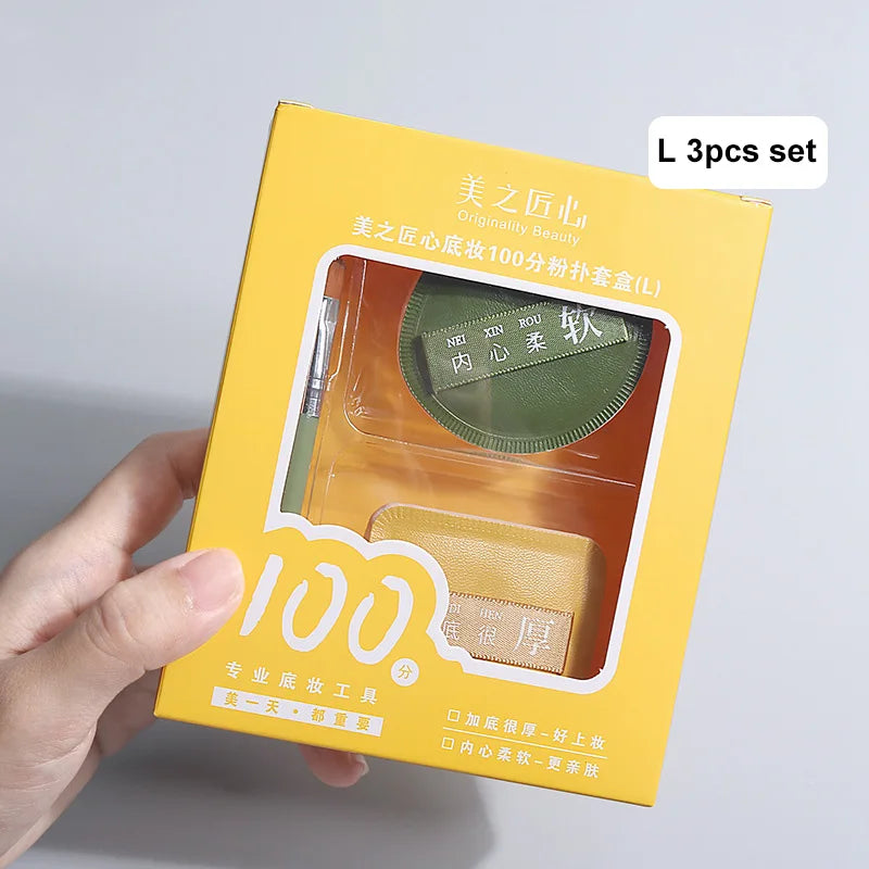 Ultra-thick Makeup Sponge Puff Beauty Powder Sponge Foundation Professional Soft Face Cosmetic Puff Base Makeup Beauty Tools Set HIP L-3Pcs-Gift box