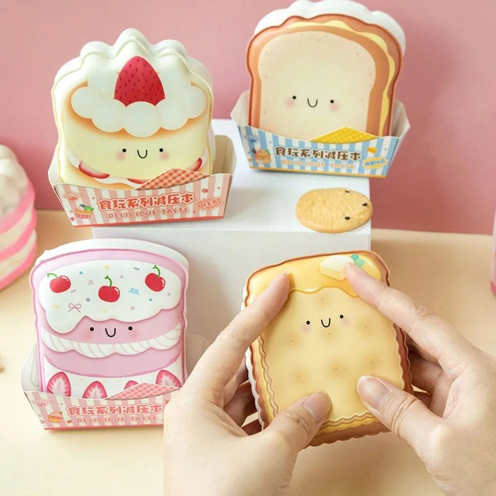 Cartoon Toast Squeeze Toy Notebook – Mini PU Memo Pad Novelty Mini Notepad HIP