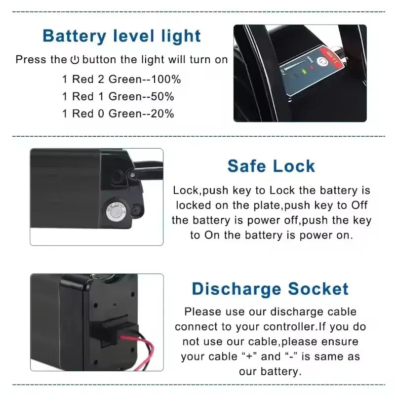 48V 36V Silverfish Li-Ion E-Bike Battery 25Ah + Charger E-Bike Battery Pack HIP
