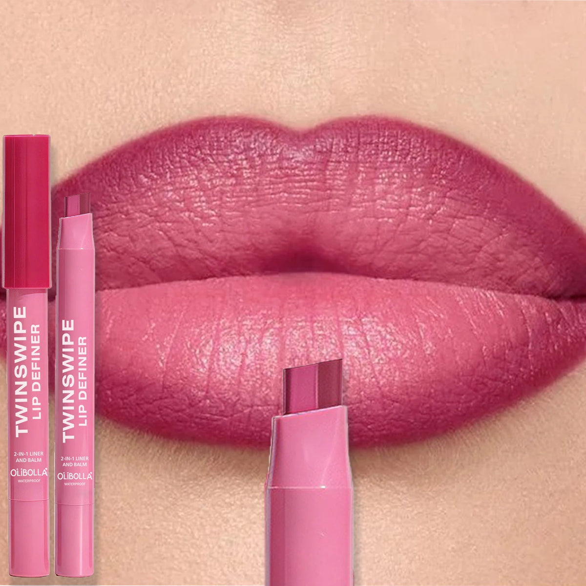 Two Color-Blocking Matte Lipliner Waterproof Durable Not Easy To Take Off Lipstick High Pigment Smooth Lip Outline Maquillage HIP 07 OLIBOLLA