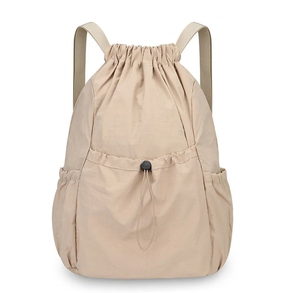 Nylon Oxford Drawstring Backpack – Lightweight & Foldable Drawstring Backpack HIP Khaki