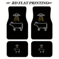 Set of 4 Cartoon Cow & UFO Car Floor Mats – Polyester Car Floor Mats HIP 1