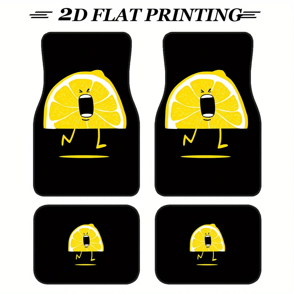 4-Piece Lemon Design Car Floor Mats – Front & Rear Set Car Floor Mats HIP 1 one size