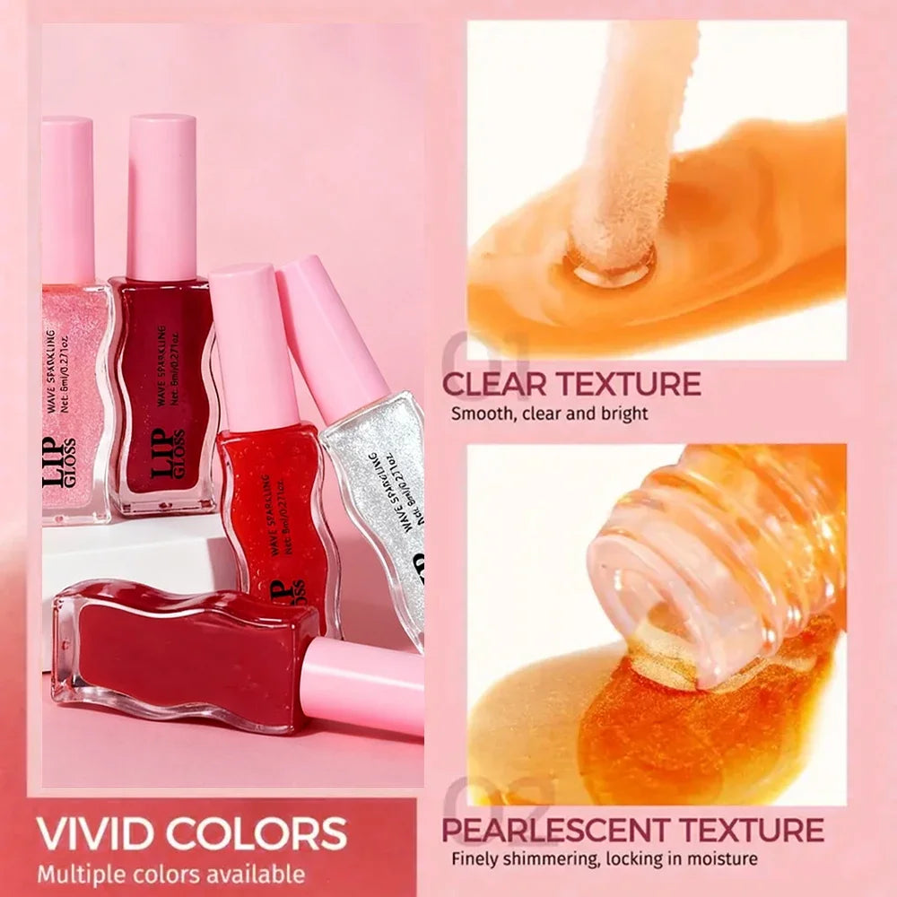 Wavy Bottle Lip Glaze – Glossy, Plumping & Waterproof Lip Gloss HIP