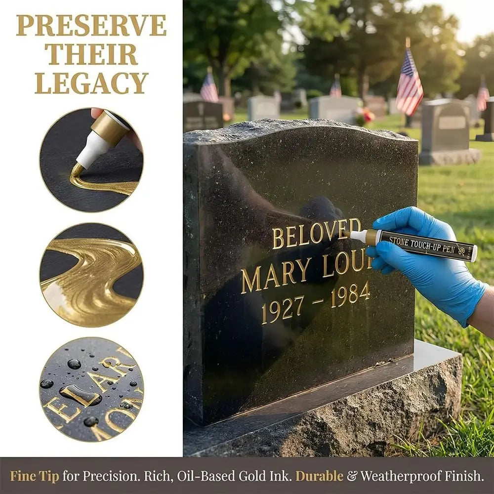 Gold Gravestone Marker Pen – Waterproof, Fine Tip, Quick-Dry Specialty Marker Pen HIP