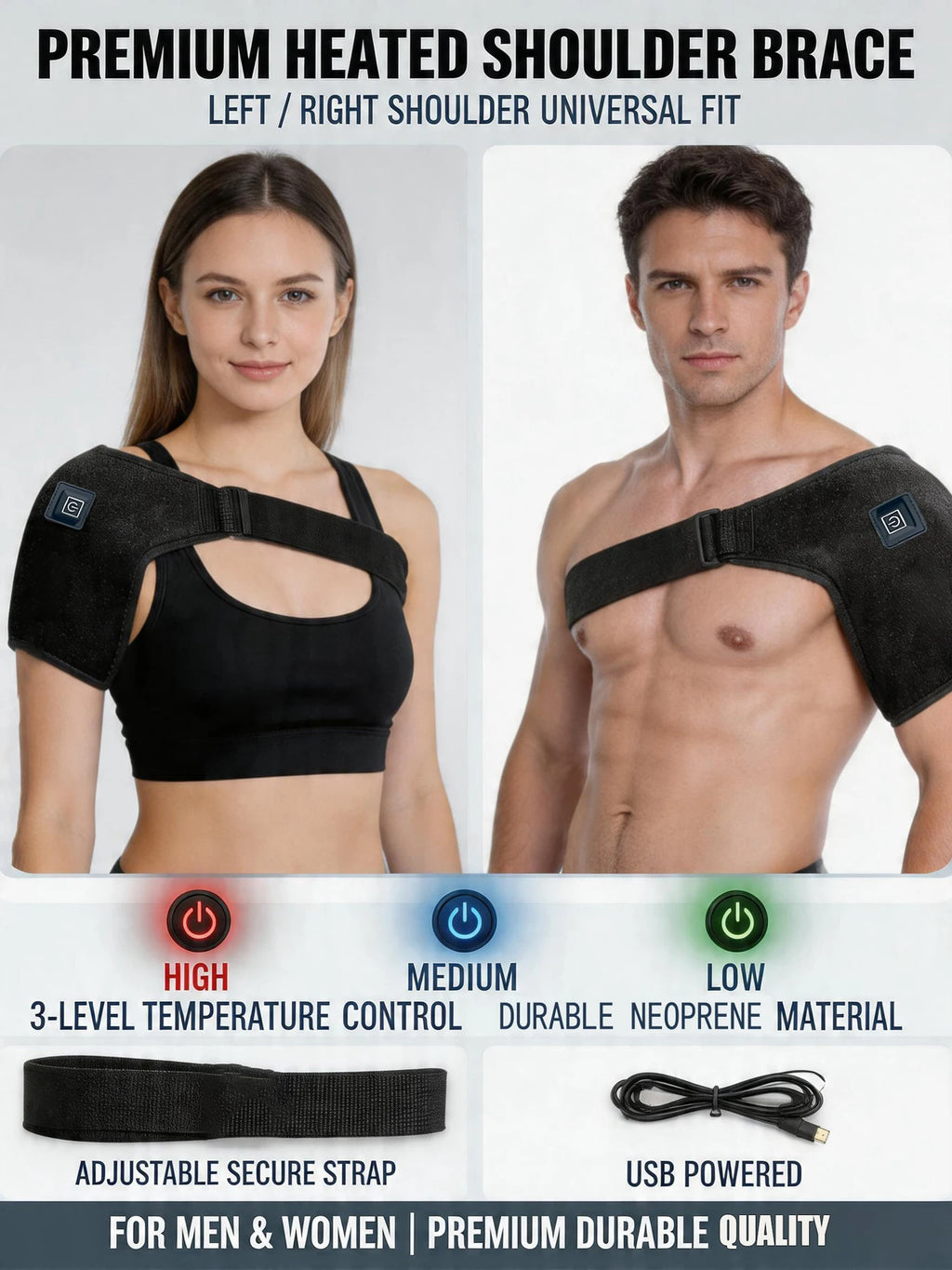 Wearable Heated Shoulder & Neck Massager – 3 Heat Levels Heated Shoulder Wrap HIP