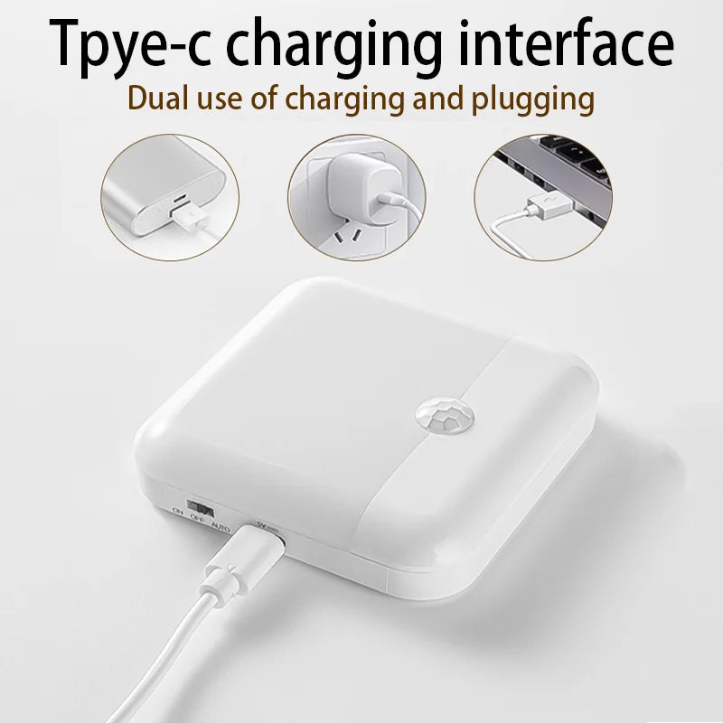 Motion Sensor LED Night Light – USB-C Rechargeable Square Lamp Motion Sensor Night Light HIP