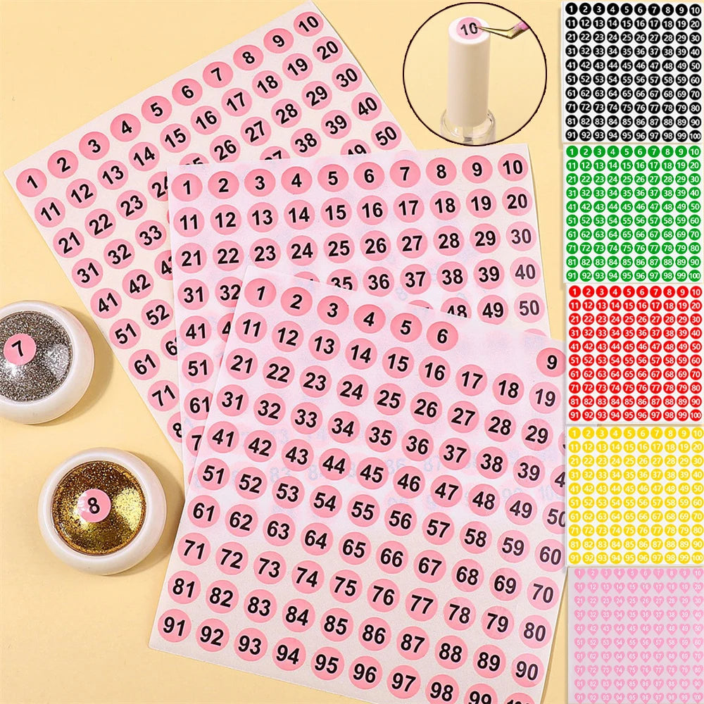 2/10Pcs Waterproof 7 Colors Number Sticker Label For Nail Polish Color Gel Varnish Marking Digital Label Sticker Manicure Tool HIP