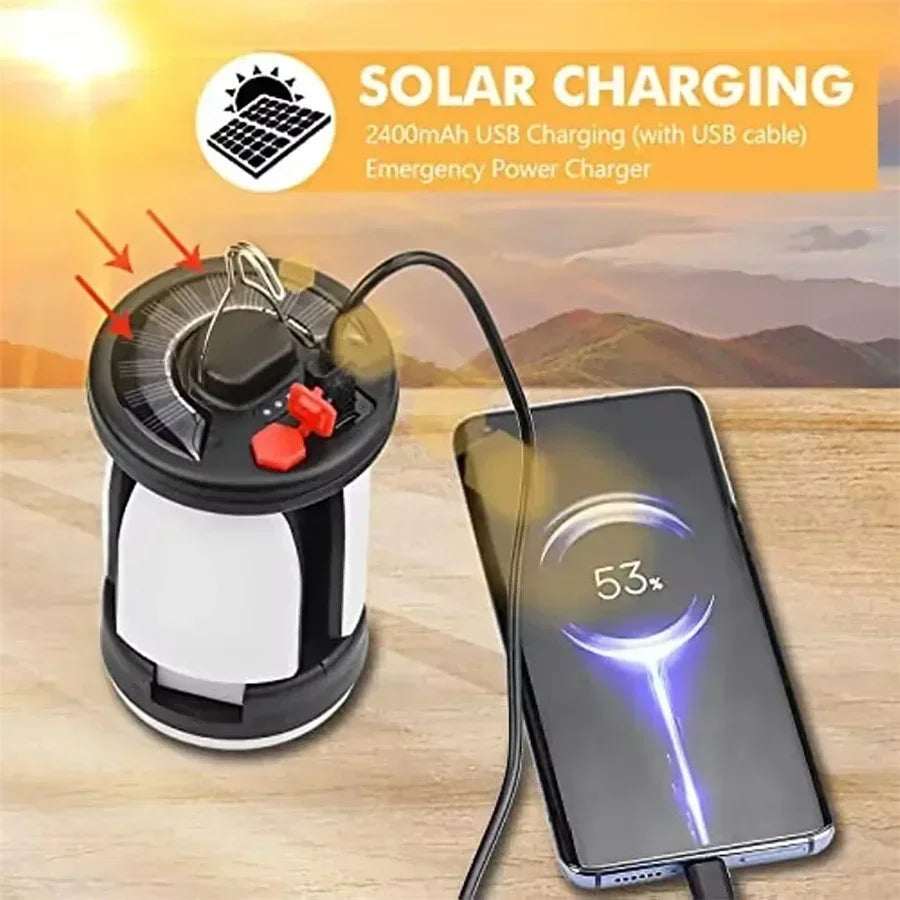 ESMARTER LED Leaf Camping Lantern – Solar & USB, 500 Lumens Solar LED Lantern HIP