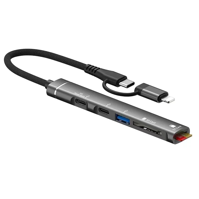5-in-1 USB-C Hub with Lightning Port & SD/TF Card Reader USB-C Multiport Hub HIP