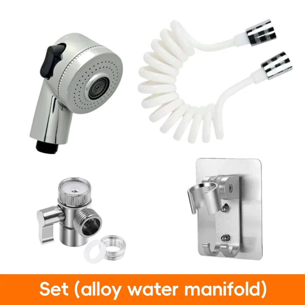 New Hand-held Faucet Faucet with Pull Out Spray External Shower Faucet Adapter Diverter Kit Tool Free Mounting Nozzle HIP alloy water manifold