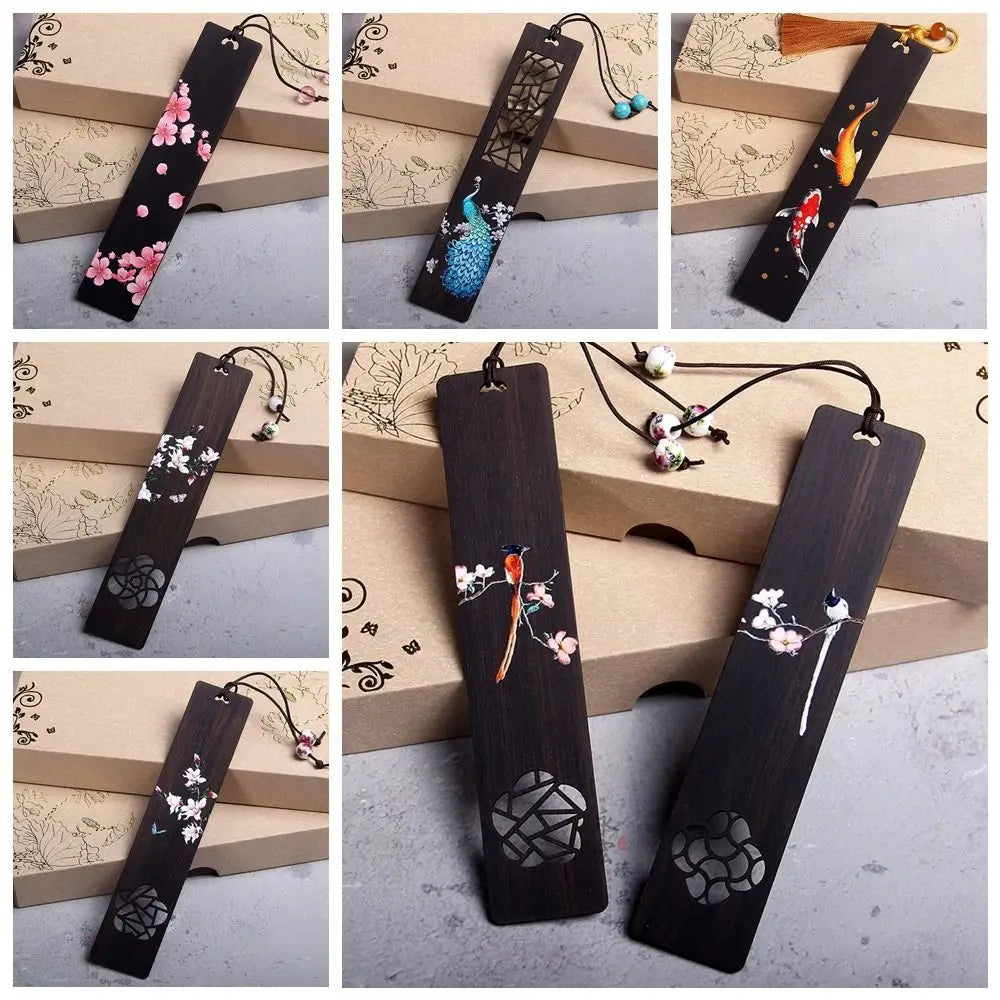 Carved Ebony Wood Bookmark – Chinese Retro Style Gift Wooden Bookmark HIP