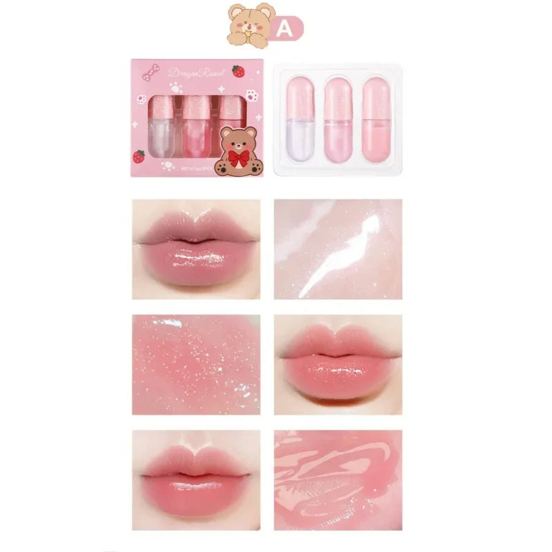 Dragon Ranee Pearly Mirror Lip Gloss Set – 3-Piece Glaze Mirror Lip Gloss Set HIP