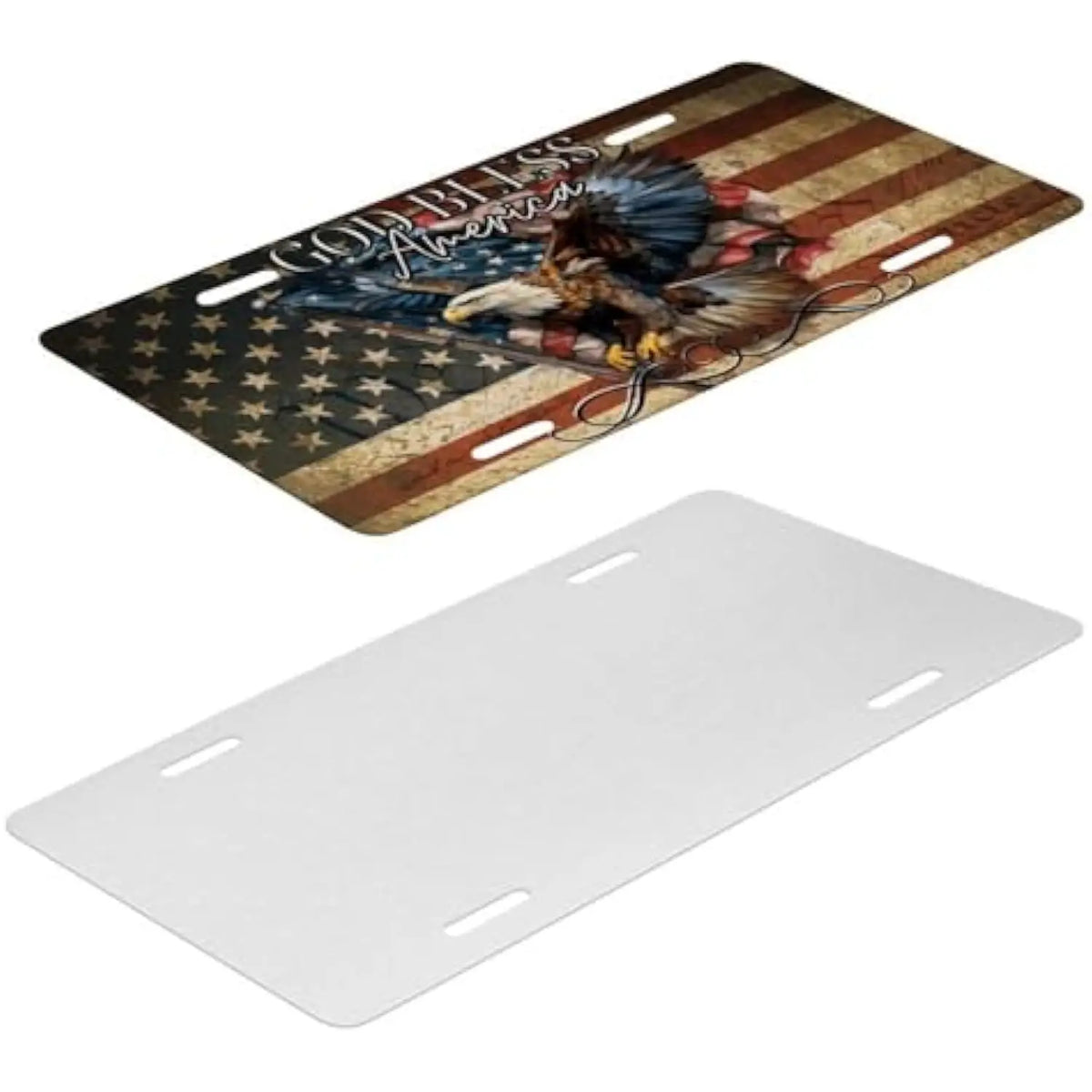 Patriotic Bald Eagle Aluminum License Plate – God Bless America Decorative License Plate HIP