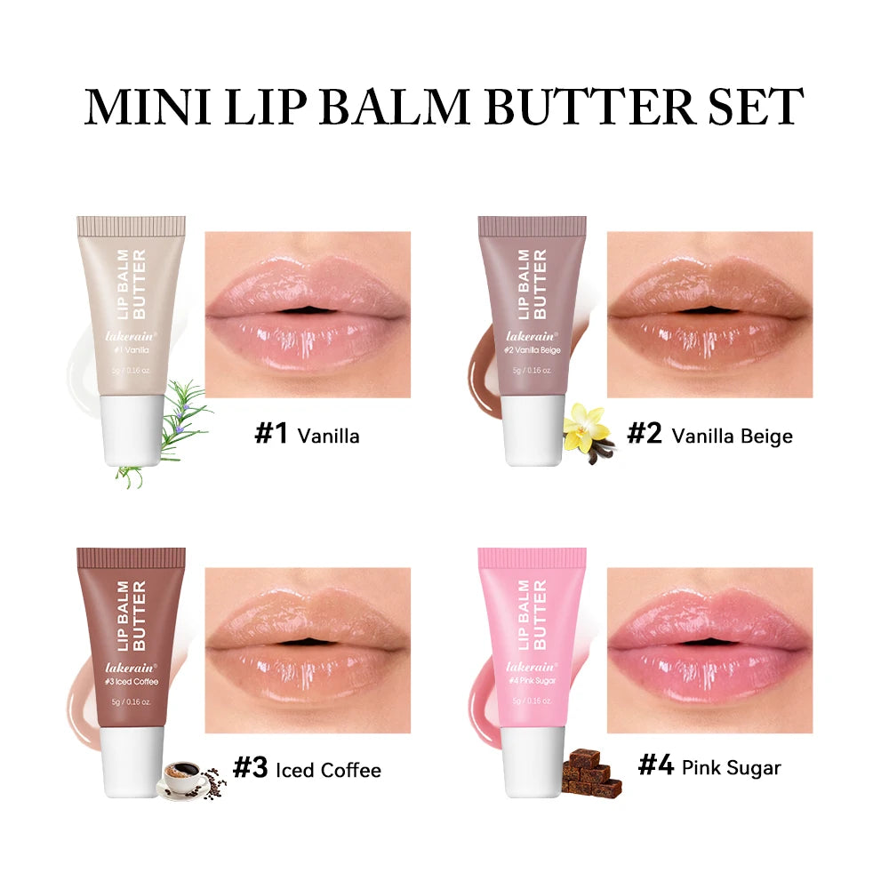 Lips Glosses Lip Butter Balm Set Travel Size Hydrate Moisturize Plump Lips Nourishing Improves Dry Lips Woman Makeup Cosmetics HIP