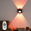 Magnetic Rechargeable RGB Smart Wall Lamp 1200Mah Dimmable Atmosphere Night Light With Remote & Motion Sensor For Bedroom HIP 1 Set Black RGB