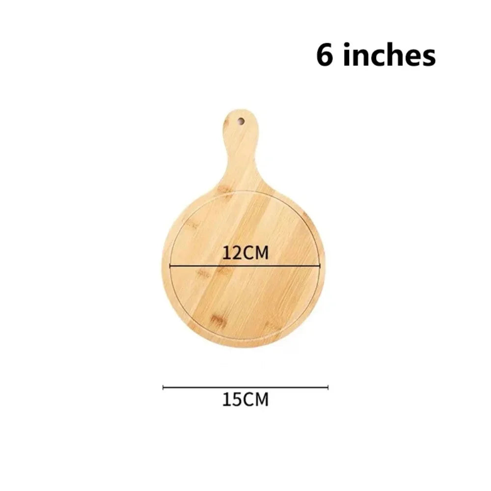 Bamboo Pizza Board with Handle – Round Tray 6–10 Inch Bamboo Pizza Board HIP 6 inch