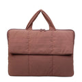 16-Inch Quilted Puffer Laptop Sleeve Bag – Lightweight Unisex Laptop Sleeve Bag HIP Red-brown
